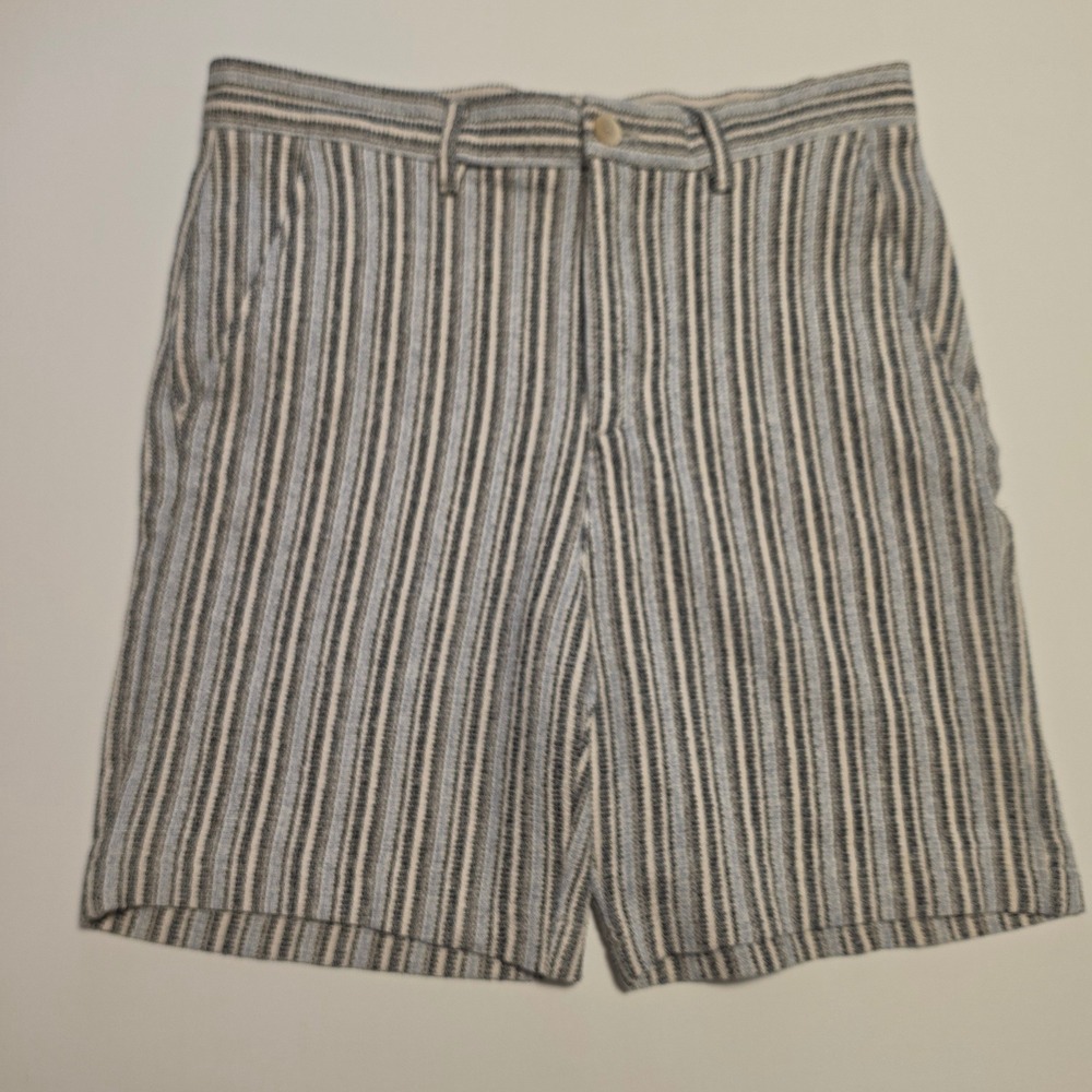 Zara Striped Textured Casual Summer Shorts Blue White Size Medium